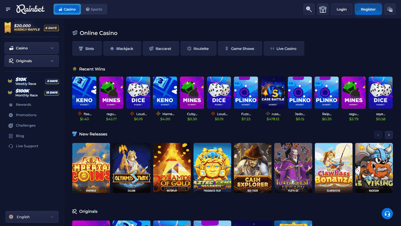 Rainbet Online Casino on Social Media Site